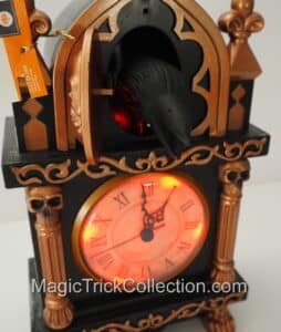 Tekky Halloween Animated Skull Clock w/ Raven & Skull, Motion, Lights, & Sound