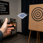 Playing card thrown toward a safe practice target | magic trick collection