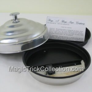 Rings-N-Things Fire to Dove Pan, classic magic at its best. Magician lights an empty pan on fire, covers it quickly and upon lifting the lid a dove appears. 