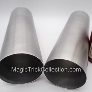 Rings-N-Things 2 Magic Passe Bottles featured a transitioning of bottles and a glass covered with two aluminum tubes where they instantly swap places.